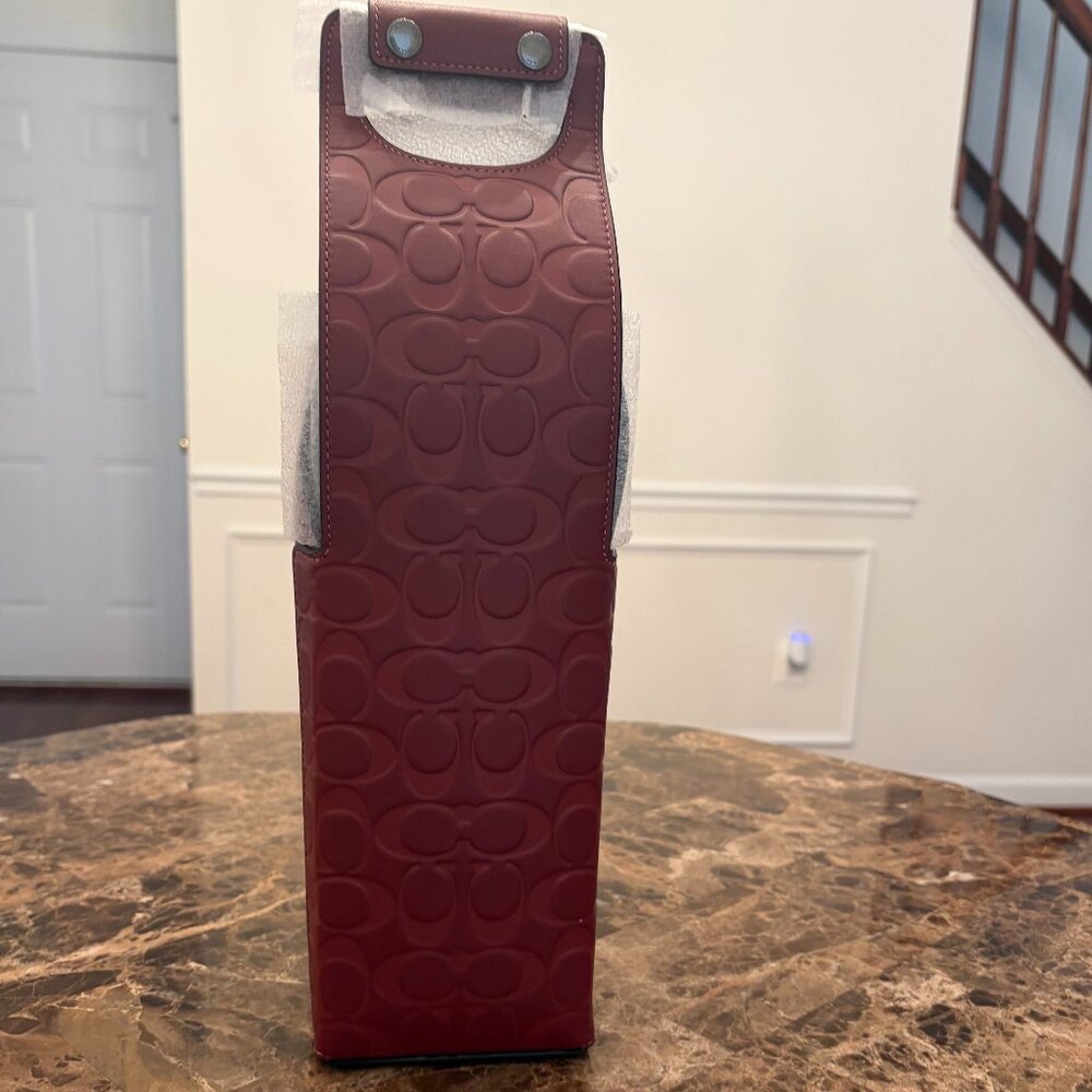 NWT Coach Wine Carrier In Signature Calf and Smooth Leather (Gunmetal/Wine)